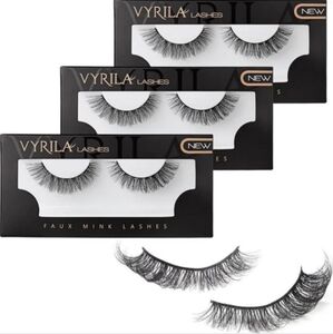 3 Pairs Faux Mink Cat Eye Lashes Wispy 3D Fluffy Volume Strip (Drama)